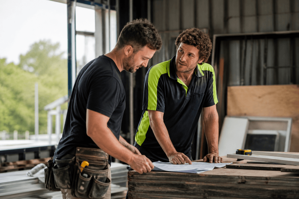 Tradies on an Australian building site